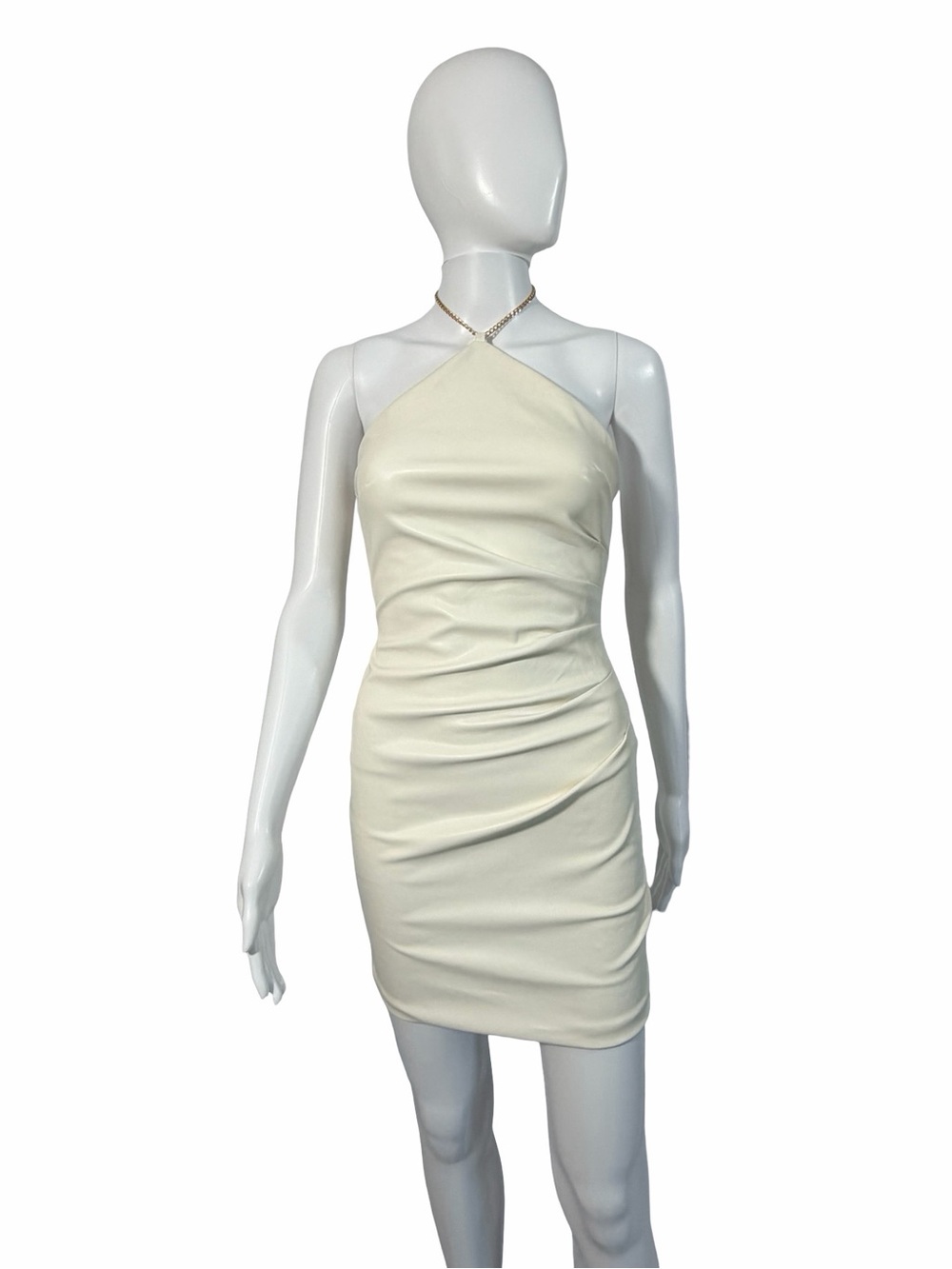 Nookie Cream Halter-Style Ruched Mini Dress 👗 ✨